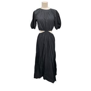 Faithfull The Brand Alessandria Midi Dress Cutout Plain Black Cotton Size 6